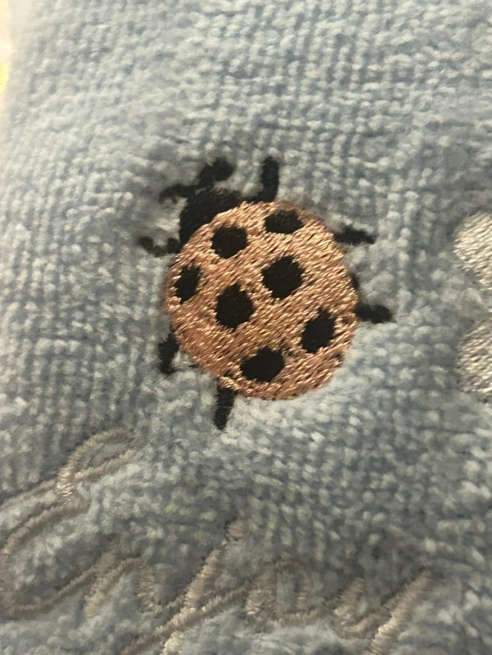 Plush Terry Finger Tip Hand Towel Lady Bug Little Things Daffodil Set of 2